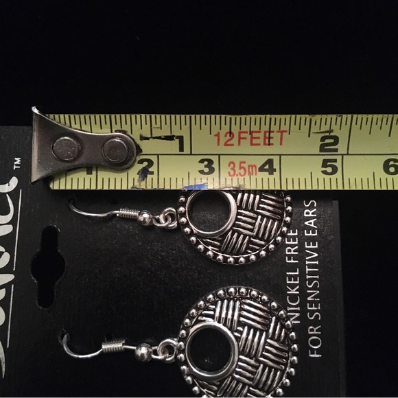 DaVinci Silver Tone Round Dangle Hook Earrings - Picture 5 of 6